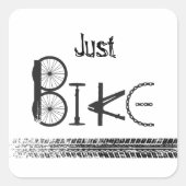 "Just Bike" 自転車パーツとタイヤ痕のグラフィティ スクエアシール (正面)