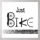 "Just Bike" 自転車パーツとタイヤ痕のグラフィティ ポスター (正面)