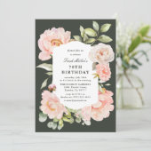 Just Blush Floral 70歳の誕生日  招待状 (スタンド正面)