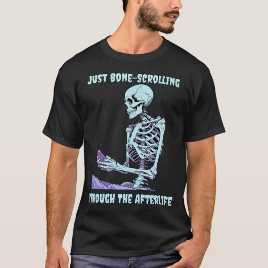 Just Bone-Scrolling – ハロウィン頭が切れるフォンTシャツ Tシャツ (正面)