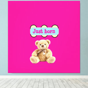 Just Born テディベアデザイン キャンバスプリント