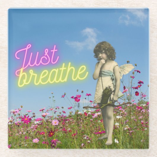 Just BreaksヴィンテージエンジェルAltered Art ガラスコースター (正面)