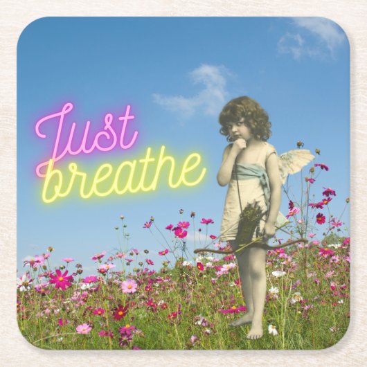 Just BreaksヴィンテージエンジェルAltered Art スクエアペーパーコースター (正面)