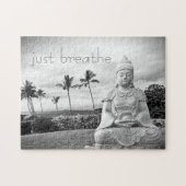 Just Breath Hawaiiブッダ白黒の写真 ジグソーパズル (横)