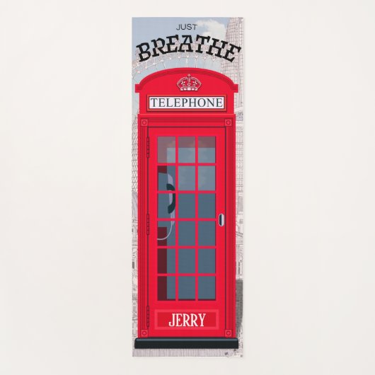 "JUST BREATHE" 赤いロンドンの電話ボックス ヨガマット (正面)