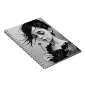 "Just Breathe" Dandelion Girl Black and White ノートブック (右側)