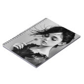 "Just Breathe" Dandelion Girl Black and White ノートブック (左側)