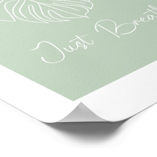 Just Breathe Monstera Leaf Line Art  ポスター (角)