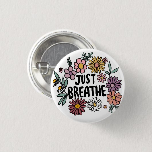 JUST BREEZEフローラかわいいデイジー手描き 缶バッジ (正面&裏面)