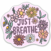 JUST BREEZEフローラかわいい紫のデイジー手描き シール (正面)