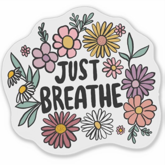 JUST BREEZEフローラかわいい花デイジー手描き シール (正面)