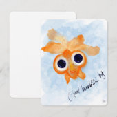 Just Bubblin By Watercolor Goldfish Flat Notecard ノートカード (正面/裏面)