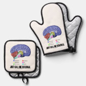 Just Call Me Cerebral Brain Anatomy Humor 鍋つかみ&鍋敷きセット (正面/裏面)