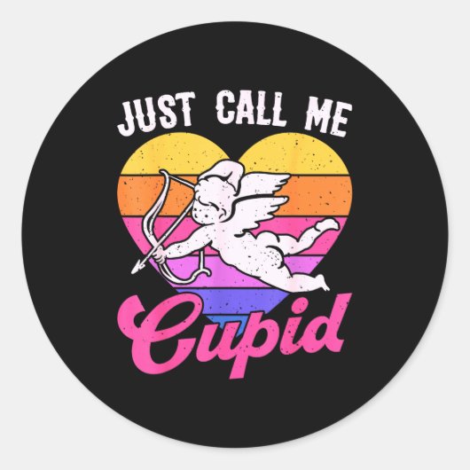 Just Call Me Cud Valentine Cute Arrow Heart Couple ラウンドシール (正面)