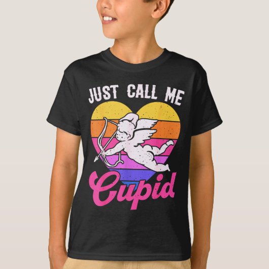 Just Call Me Cupid Valentine Cute Arrow Heart Coup Tシャツ (正面)