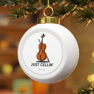 Just Cellin Cellist Performance Music パーソナライズされた セラミックボールオーナメント