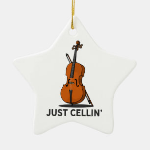 Just Cellin Cellist Performance Music Cello セラミックオーナメント
