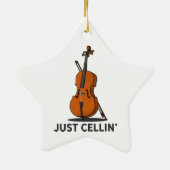 Just Cellin Cellist Performance Music Cello セラミックオーナメント (裏面)