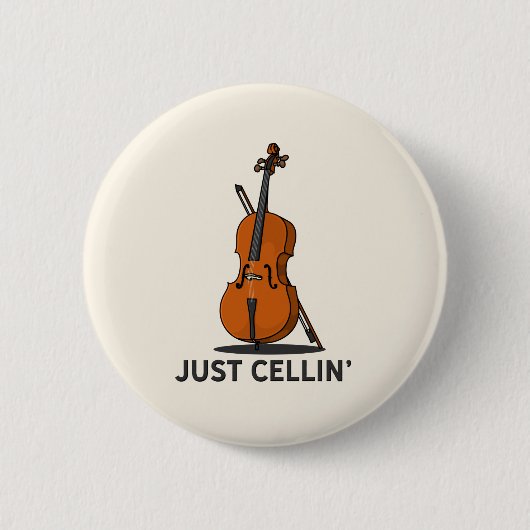 Just Cellin Cellist Performance Music Cello 缶バッジ (正面)