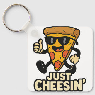 Just Cheesin' おもしろい Pizza Keychain – かわいいプレゼント キーホルダー