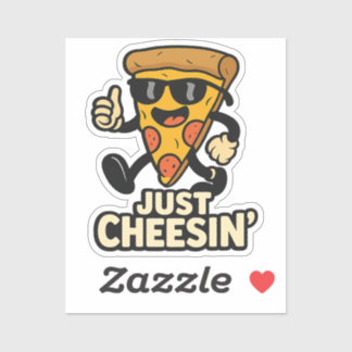 Just Cheesin' おもしろい Pizza Keychain – かわいいプレゼント シール