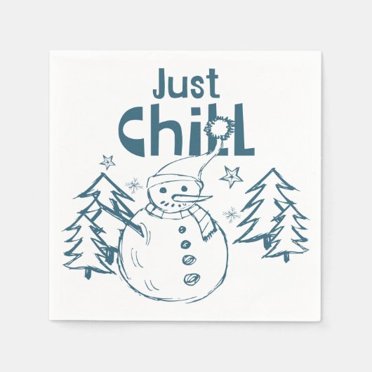 Just Chill Playful Christmas スタンダードカクテルナプキン (正面)