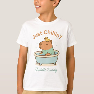 Just Chillin」 – バスタブAniの可愛いキャピバラおもしろいラ Tシャツ