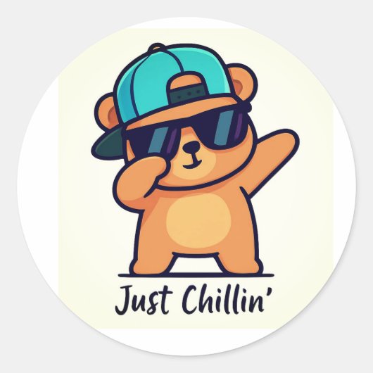 Just Chillin' - Dab クール Bear ラウンドシール (正面)