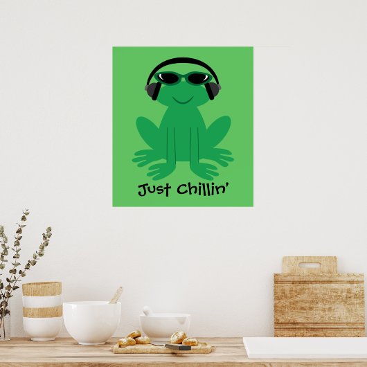Just Chillin' Frog With Headphones & Shades ポスター (キッチン)