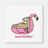 JUST CHILLIN' - Lazy Sloth & Pink Flamingo マグネット (正面)