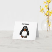 Just Chillin Penguinおもしろいのぶら下がったアウトアニメ カード (黄色い花)