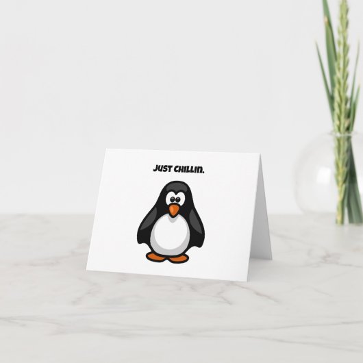 Just Chillin Penguinおもしろいのぶら下がったアウトアニメ カード (正面)