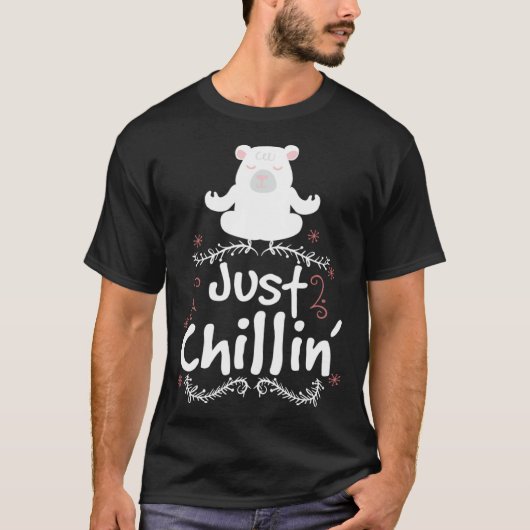 Just Chillin Polar Bear Meditation Polar Bear Tシャツ (正面)
