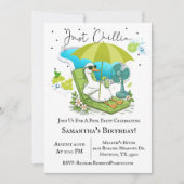 Just Chillin Silly Goose Birthday Pool Party 招待状 (正面)