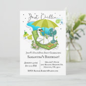 Just Chillin Silly Goose Birthday Pool Party 招待状 (スタンド正面)