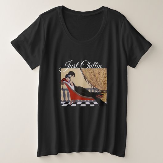 Just Chillin Women's Plus-Size基本Tシャツ プラスサイズTシャツ (デザイン正面)