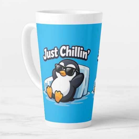 JUST CHILLING PINGUIN Throw Pillow カフェラテマグ (左アングル)