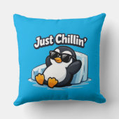 JUST CHILLING PINGUIN Throw Pillow クッション (裏面)