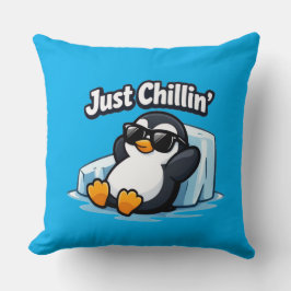 JUST CHILLING PINGUIN Throw Pillow クッション