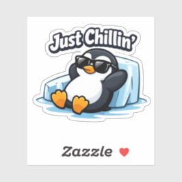 JUST CHILLING PINGUIN Throw Pillow シール