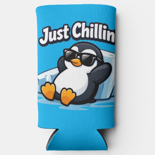JUST CHILLING PINGUIN Throw Pillow スリム缶クーラー (正面)
