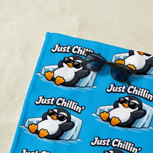 JUST CHILLING PINGUIN Throw Pillow ビーチタオル (インサイチュ)