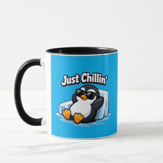 JUST CHILLING PINGUIN Throw Pillow マグカップ (左)