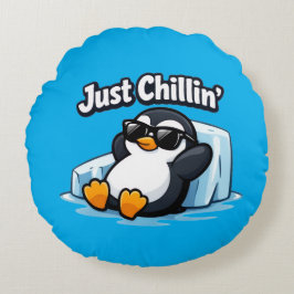 JUST CHILLING PINGUIN Throw Pillow ラウンドクッション
