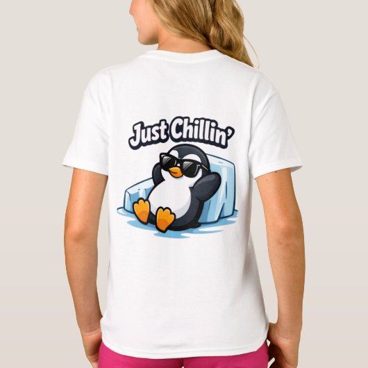 JUST CHILLING PINGUIN Throw Pillow Tシャツ (裏面)