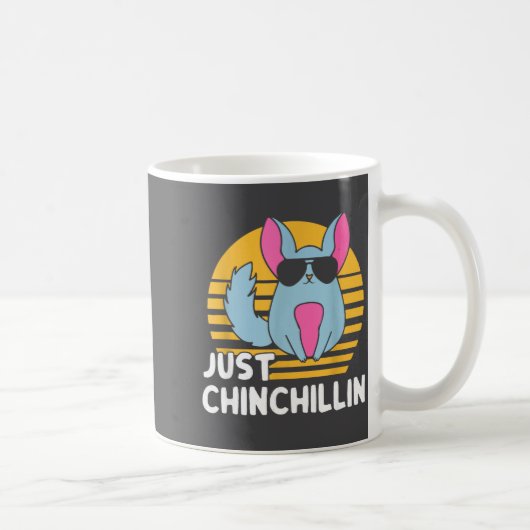 Just Chinchillin Pet Lover Animal Vintage  コーヒーマグカップ (右)