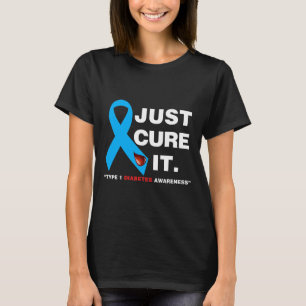Just Cure Itブルーリボンタイプ1型糖尿病認識度 Tシャツ