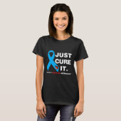 Just Cure Itブルーリボンタイプ1型糖尿病認識度 Tシャツ (正面フル)