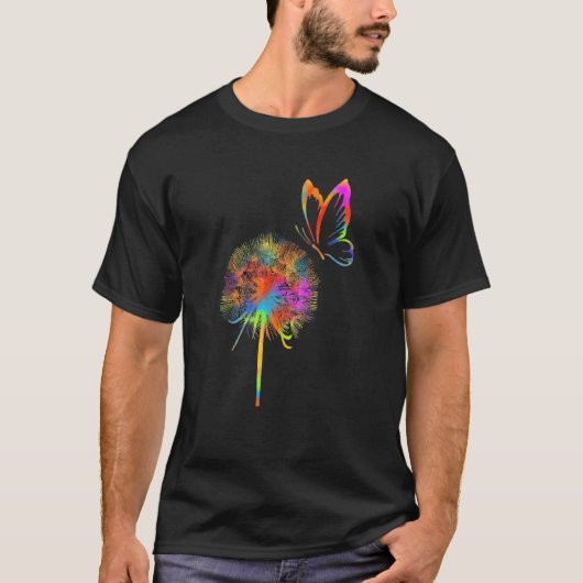 Just Dandelion Flower Breathe Rainbow Flower Tシャツ (正面)