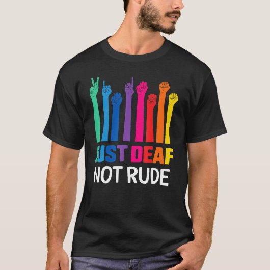 Just Deaf Not Rude Deaf Awareness Yellow Ribbon As Tシャツ (正面)